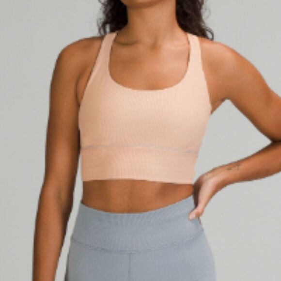 NWT Lululemon Energy Longline Bra Rib Chantilly SIZE 8 IVORY TAN CREAM NUDE 8 - Picture 3 of 6